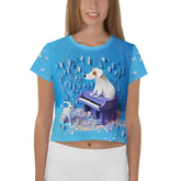 Frolic Fox Fantasy Women's Crop Tee with whimsical fox design.